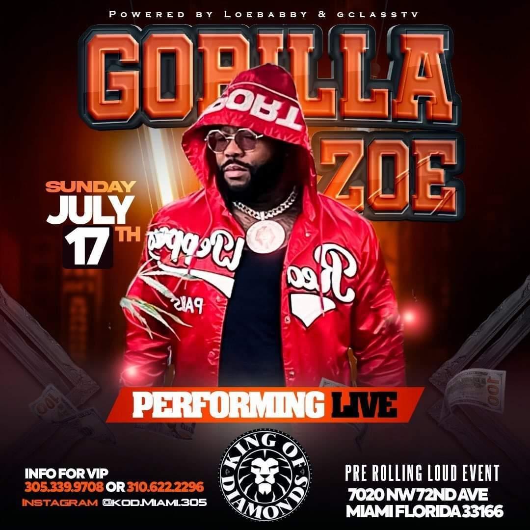 Gorilla Zoe ♤ Performing Live ♤ Sun Jul 17 at King of Diamonds Sunday