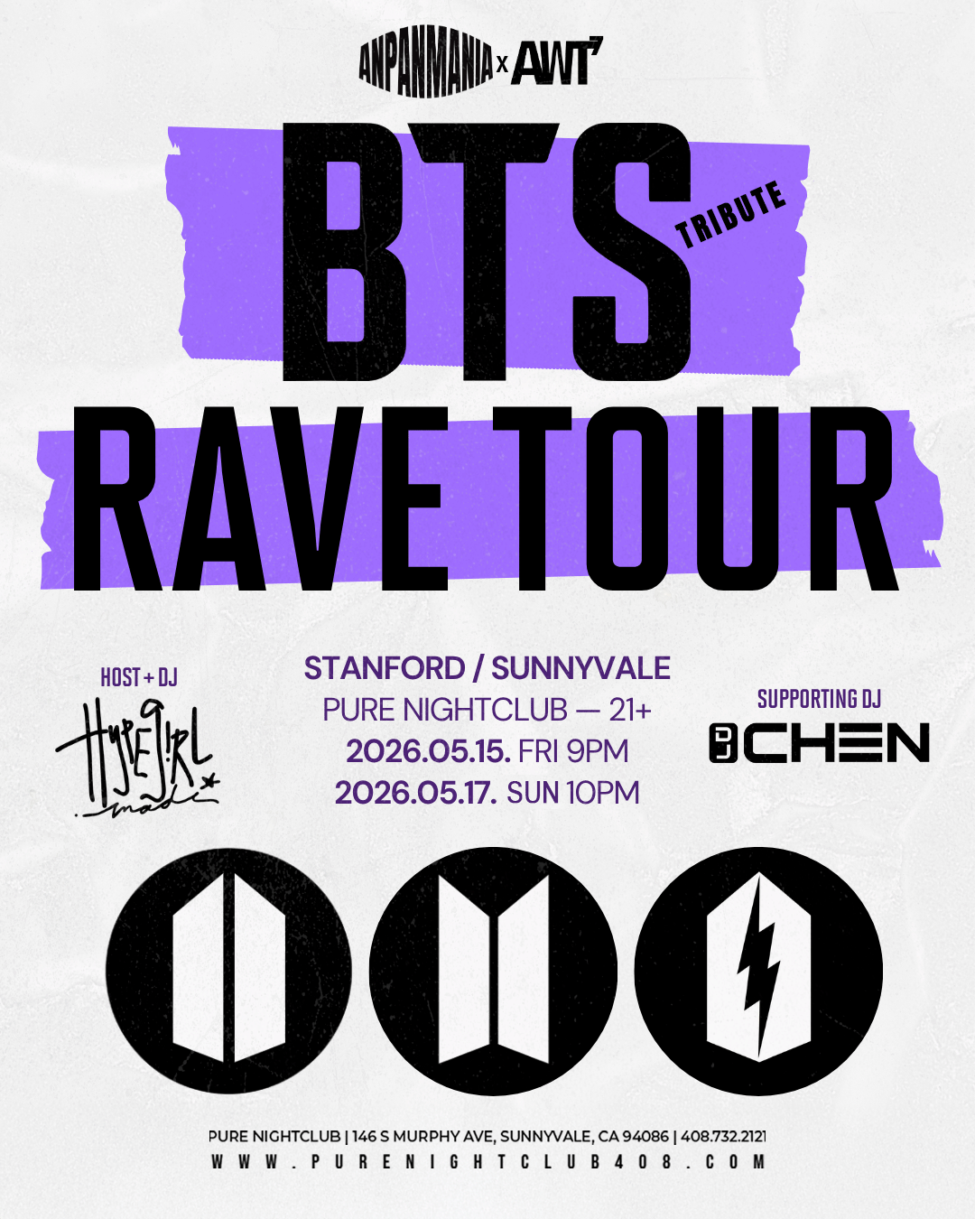 Tribute Rave BTS (tribute) Rave Tour at Pure - Friday, May 15 2026 | Discotech