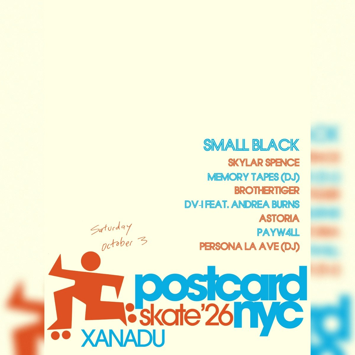 POSTCARD NYC w/ Small Black (LIVE), Skylar Spence, Brothertiger + more! (skate + concert)