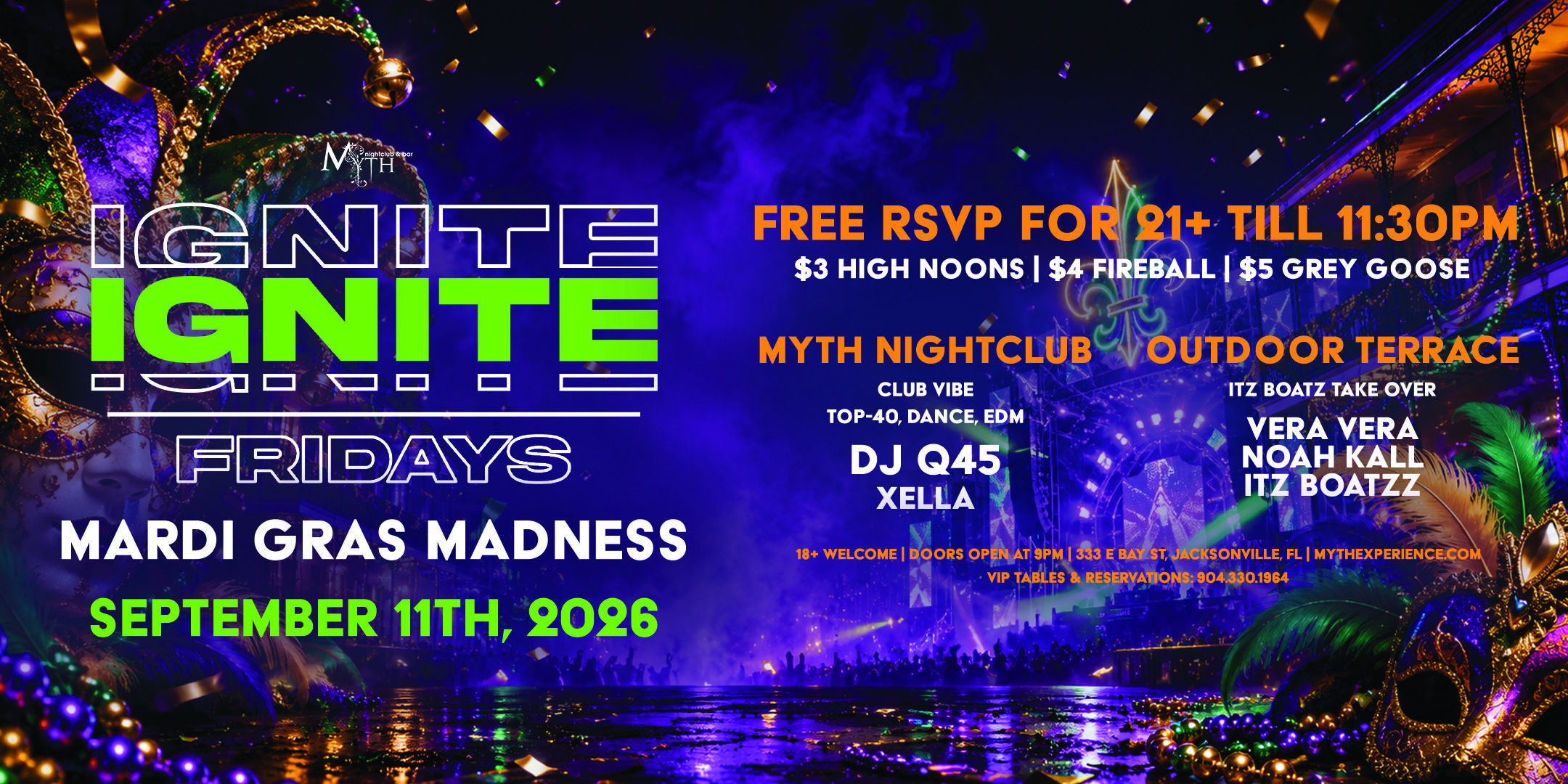 Myth Nightclub Presents: Ignite Fridays - Mardi Gras Madness